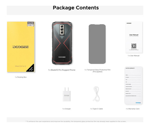 Doogee Smartphone Blade 10 Pro Phone Dual SIM 256 GB negro 16 GB RAM