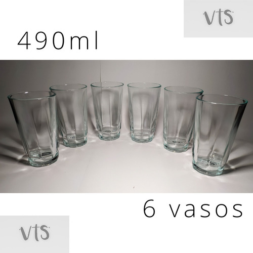 Vaso De Vidrio 490ml 6 Unidades Por Paquete 