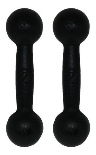 Par De Halter Peso Bola Pintado De 2kg Musculação Em Casa Cor Preto