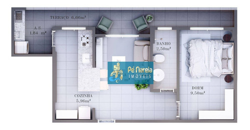 Imagem 7 de 13 de Apartamento Com 1 Dormitório À Venda, 41 M² Por R$ 195.000,00 - Canto Do Forte - Praia Grande/sp - Ap1230