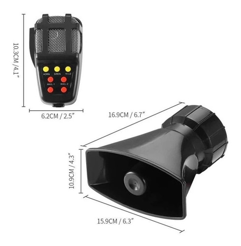 Imagen 6 de 8 de Bocina Policial Sirena Carabinero 7 Tonos Megafono 100w 12v