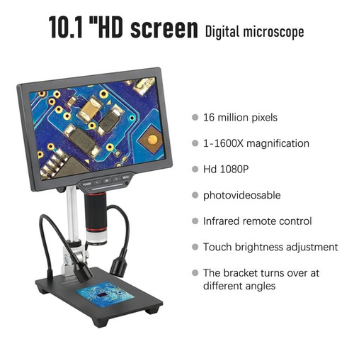 Microscópio Digital Usb Lcd De 10,1 Polegadas, 1080p, 1-1600