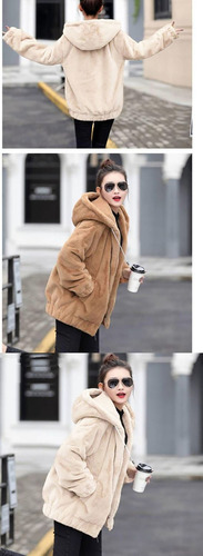 Chaqueta Polar Con Capucha Y Cremallera Para Mujer, Cálida Y Casual