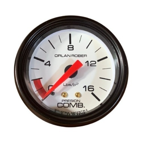 Reloj Manómetro Presión Combustible Mecánico Blanco 52mm