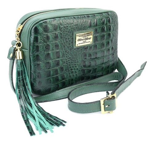 Bolsa Tiracolo Feminina De Couro Legítimo Oliver Mour Cor Verde