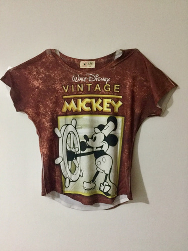 Polo Mujer M Estampado Vintage Mickey Mouse Algodón Licrado