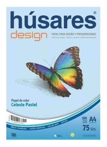 Resma Papel Husares Color Celeste A4 75 Gr 500h 