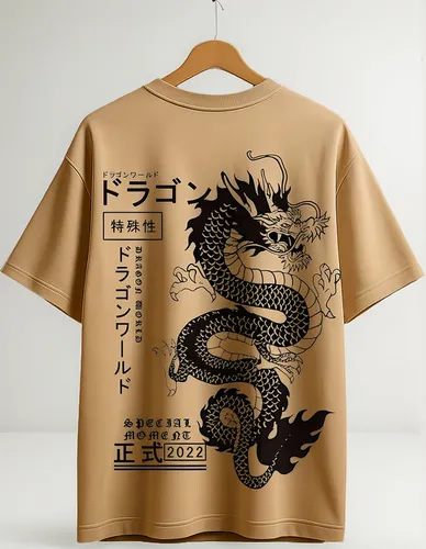 Camiseta Oversized Masculina Streetwear Dragão Japonês