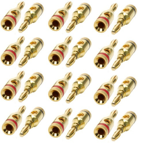 Enchufes De Plátano Macho De Oro 24k De 24pcs Audio Jack Alt