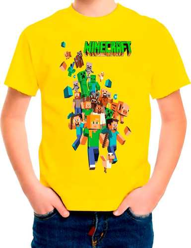 Polera Estampada Algodon Niño Juego Minecraft Exclusivo001