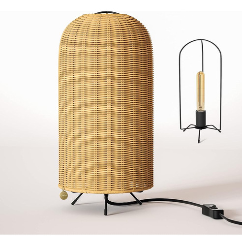 Lámpara De Mesa De Ratán Cyivze Diseño Único En Forma De Coh