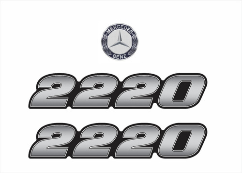 Kit Adesivos Resinados + Logo Para Mercedes Benz 2220 18242 Cor Prata