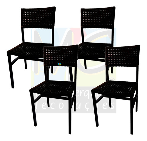 4 Cadeiras Aluminio Corda Nautica Para Área Gourmet /jardim