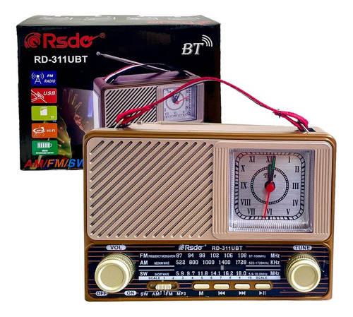 Radio Portátil Retro Vintage Recargable A Pilas