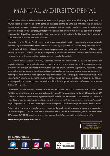 Manual de Direito Penal, de Rodrigues, Cristiano. Editorial Editora Foco Jurídico Ltda, capa mole em português, 2019