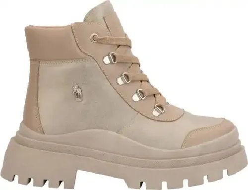 Botas Hiker Botines Acordonados Beige Tacon 4 Cm 6369011 Meses