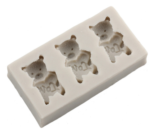 4pcs Molde De Silicona Oso Fondant Chocolate Pasta Resina Color Gris