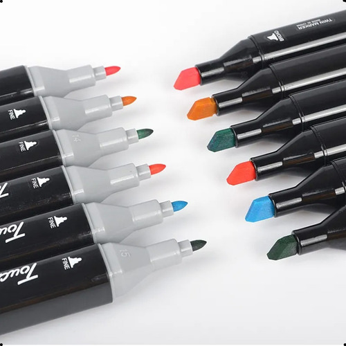 Canetinhas Coloridas 60 Cores Ponta Dupla + Livro De Colorir Preto