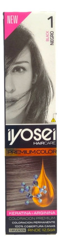  Tintura Iyosei Premium Color Crema Colorante X 45gr X 12 Uni Tono 1 Negro