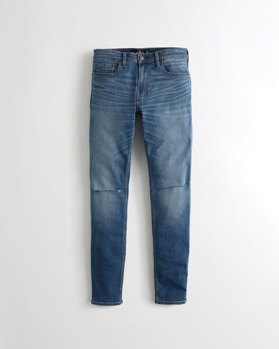 Pantalón Jeans Super Skinny Hollister Talla 32 X 32 Rasgado