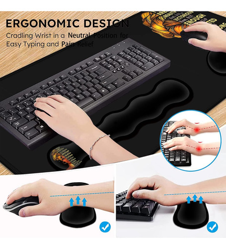 Mouse Pad Grande Con Soporte Para Muneca, Tecl...