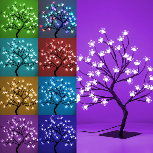 Bdusxyz Arbol De Cerezo Iluminado  48 Led 16 Colores Que Ca