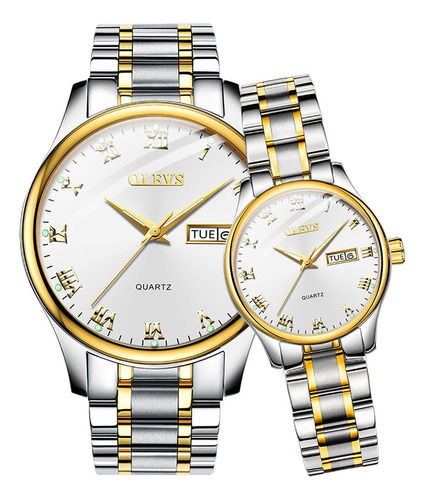 Relojes de cuarzo impermeables Olevs Business, 2 piezas, color de fondo blanco