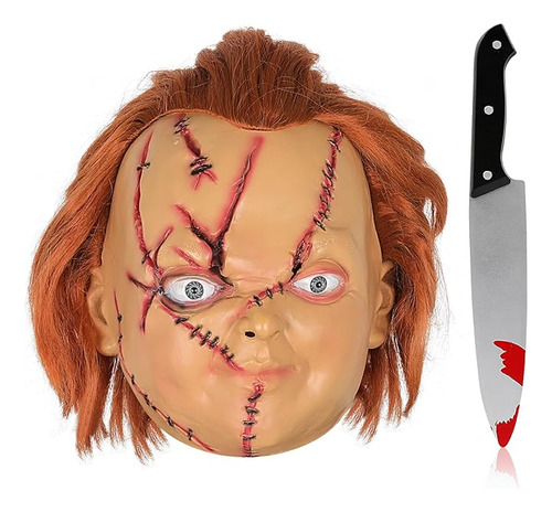 Chucky Espeluznante Chucky Cabeza Completa Con Grito Pelo Re