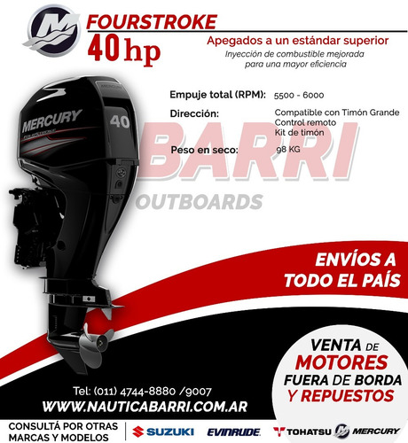Motor Fuera De Borda Mercury 40 Hp Elpt 4 Tiempos