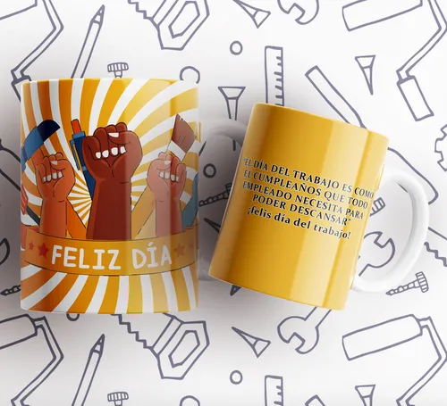 Kit Imprimible Plantillas Tazas Dia Del Trabajador M7