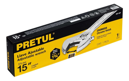 Llave Ajustable Perico 15´ Industrial Acero Cromado 26054