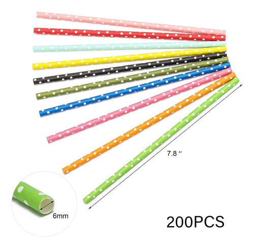 Pajitas Biodegradables Multicolor 200 Unidades