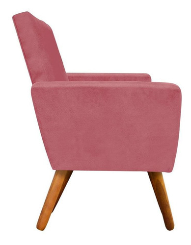 Poltrona Decorativa Nina Suede Com Encosto Alto Cor Rose
