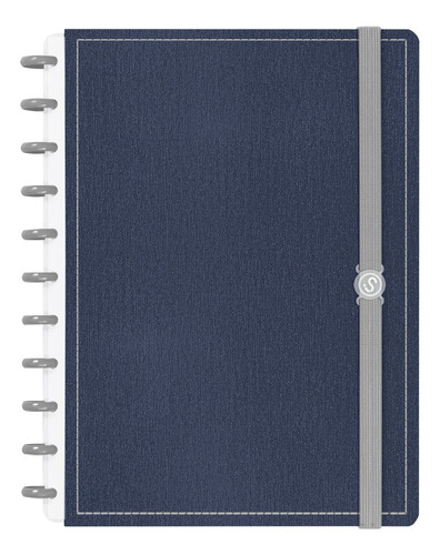 Caderno Disco Iscool Inteligente Grande Solid Touch Aço Azul