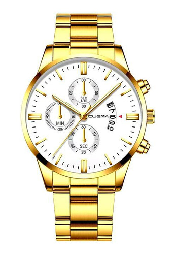 Relógio Masculino Dourado Aço Inox Dourado Branco