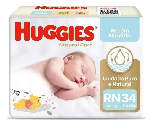 Pañales Huggies Natural Care Recién Nacido - 34 Unid.