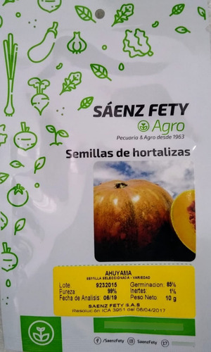 Semilla Seleccionada Ahuyama Sobre 10 Grms