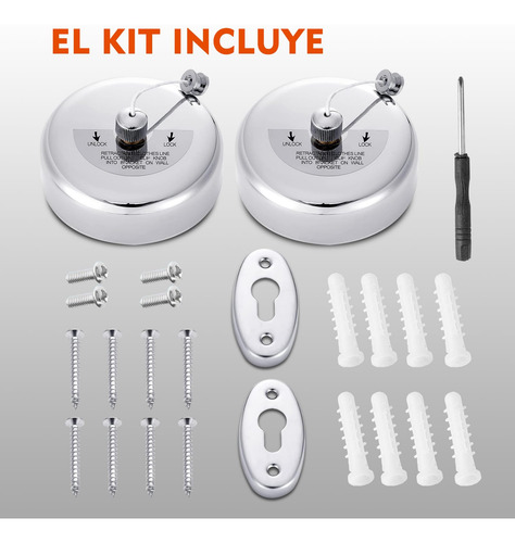 2 Pcs Tendedero Retráctil Ajustables Al Interior Y Exterior