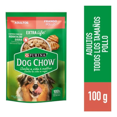 Dog Chow Todos Los Tamaños Adultos Pollo Pouchs 100gr X 2uni
