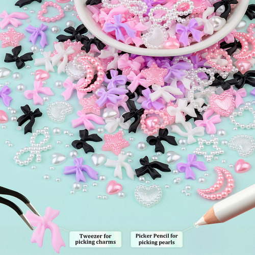 Conjunto De 600 Charms 3d Y Perlas Planas Para Uñas Con