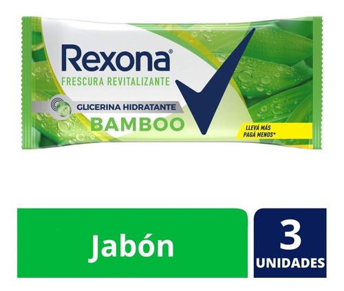 Jabón De Tocador Glicerina Active Rexona 3x125g Fragancia Bamboo