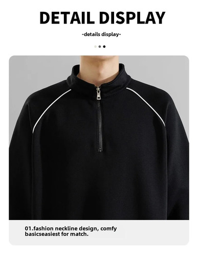 Sudadera Holgada Con Cuello Alto Para Hombre