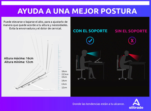 Soporte Base Notebook Tablet Plegable Escritorio Home Office