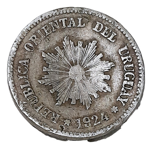 Moneda 2 Centésimos Uruguay 1924 Error Cuño Cóncava Convexa
