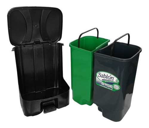 Cesto Bote De Basura 40 Litros Orgánico-inorgánico Con Pedal
