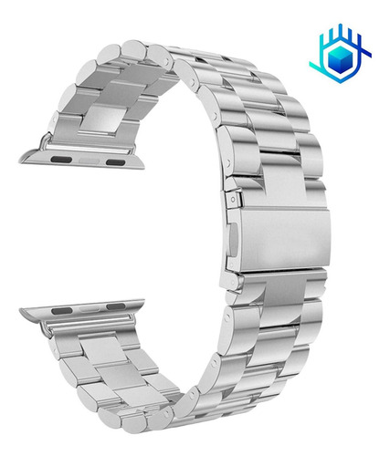 Imagen 1 de 10 de Correa Extensible Eslabon Premium + Mica Apple Watch Hombre