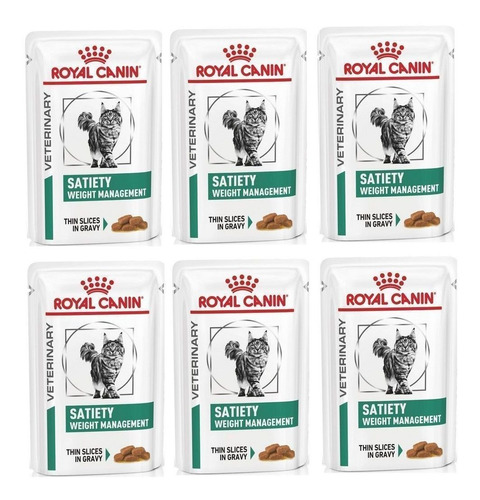 Kit 6 Unidades Ração Feline Satiety Sachê 85g Royal Canin