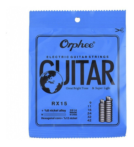 1 Pak Cuerdas Guitarra Electrica Orphee 09-42 T/ Ernie Ball