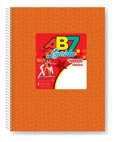 Cuaderno Con Espiral 21.27 Rayado 60h Laprida Ab7 Naranja