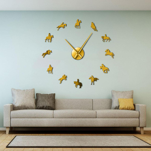 Diy Reloj De Pared Sin Marco 3d Espejo Pegatinas De Oro